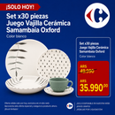 Set x30 piezas juego vajilla cerámica Samambaia oxford color blanco