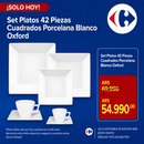 Set Platos 42 Piezas Cuadrados Porcelana Blanco Oxford