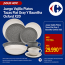 Juego Vajilla Platos Tazas Flat Gray Y Baunilha Oxford X20
