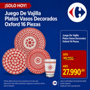 Juego De Vajilla Platos Vasos Decorados Oxford 16 Piezas